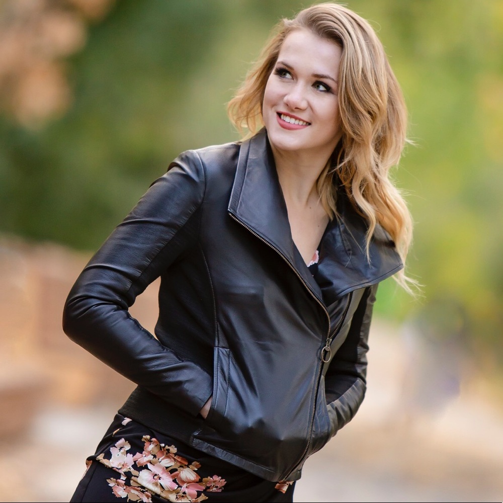Black Assymetrical Real Leather Jacket